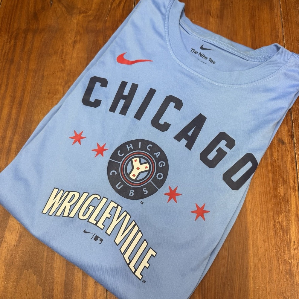 Nike Chicago Cubs City Connect Dri-FIT T-Shirt Wrigleyville Light Blue Men's XL